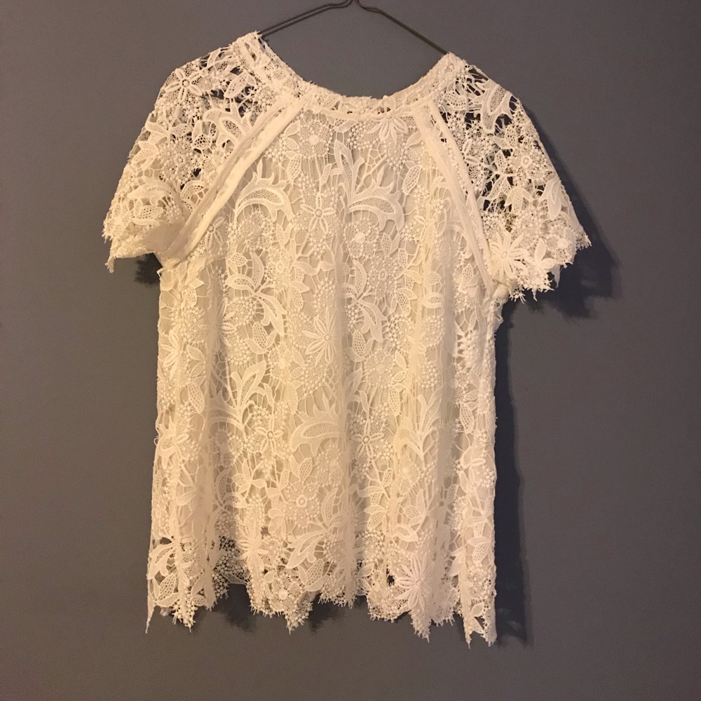 Guest editor white lace crew neck
